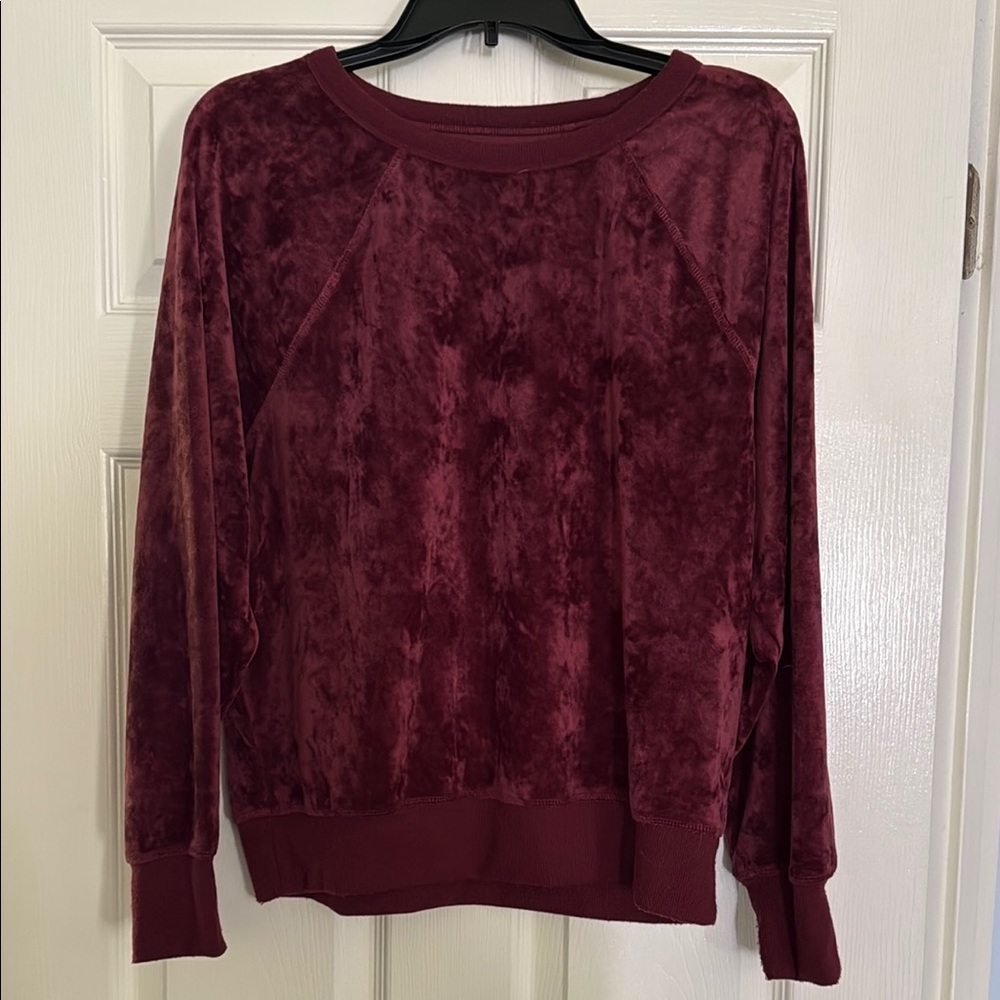 Lou & Grey Burgundy Velvet Top